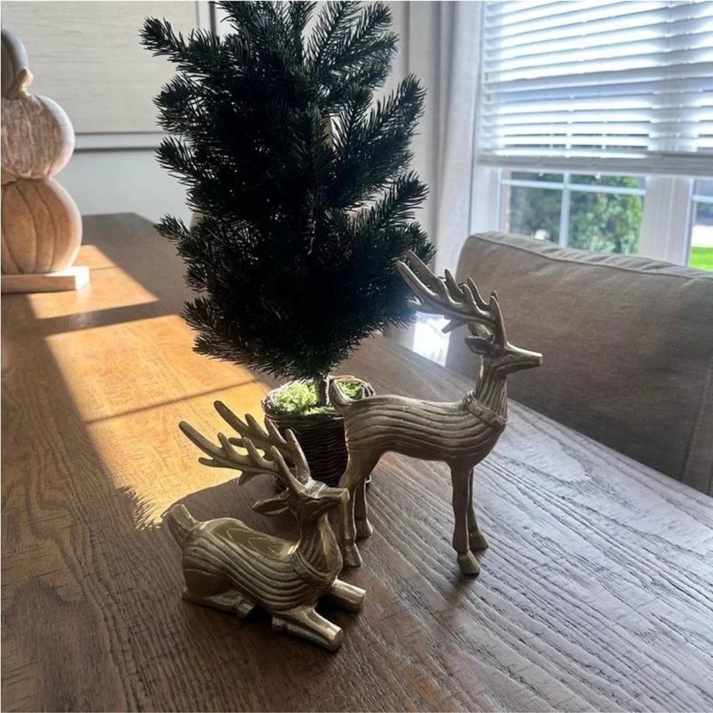 Christmas Metal Sitting & Standing Deer Gold - Threshold™